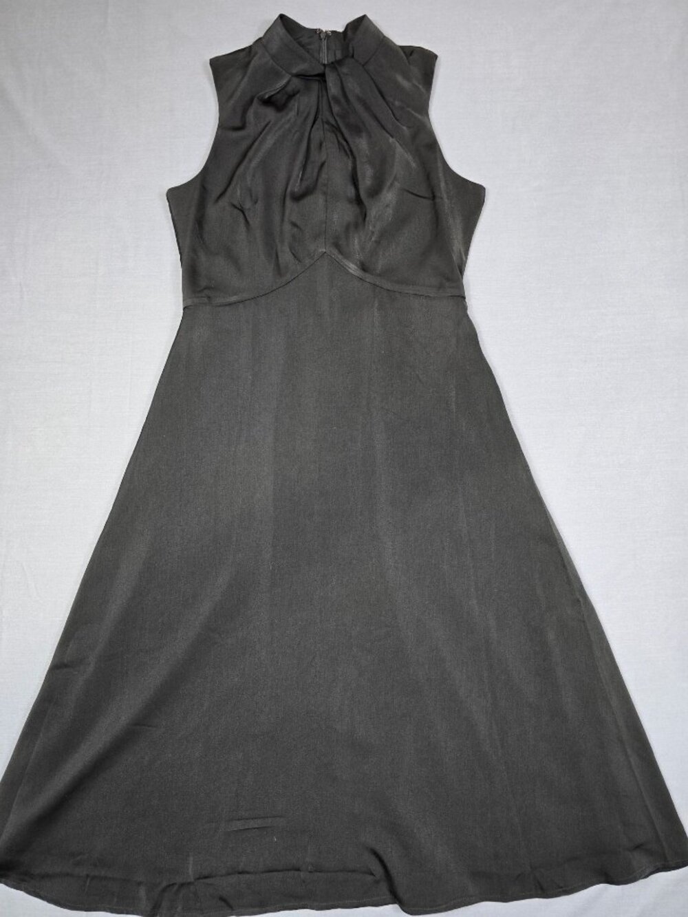 NEW Banana Republic Black Satin Sleeveless A-Line Dress Size 8 Empire Waist